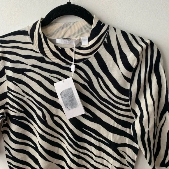 BOSS Fabanna Short Sleeve Mock Neck Print Knit Top‎ Sz M - Picture 5 of 9